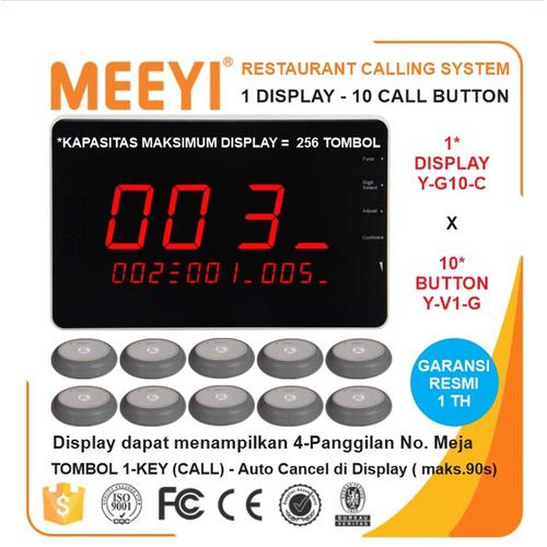 Foto Produk Bel Meja Restoran 1 Display dan 10 Call Button - MEEYI Y-G10-C x Y-V1 dari EtalaseBelanja