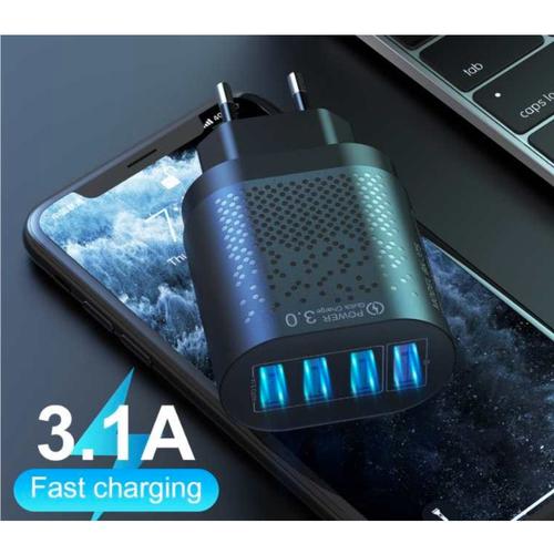 Foto Produk Qualcomm Fast Charging Usb Quick Charger QC 3.0 4 Port slot Android dari Original New