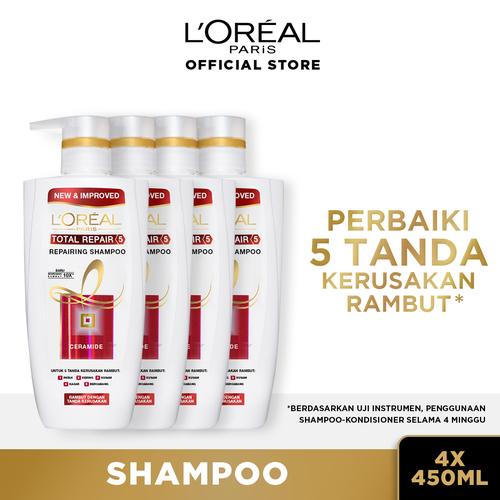 Foto Produk L'Oreal Paris Total Repair 5 Shampoo 450 ml X4 dari L'oreal Paris