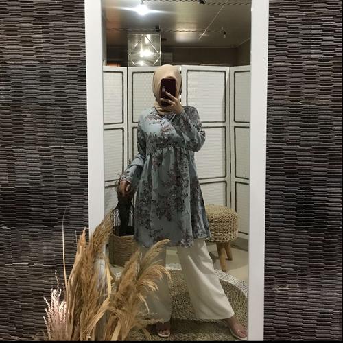 Gambar Baju Atasan Blouse Muslim| Blus Muslim Wanita BUSUI | Adyra Tunic - Biru dari Covering Story Jakarta Barat Tokopedia