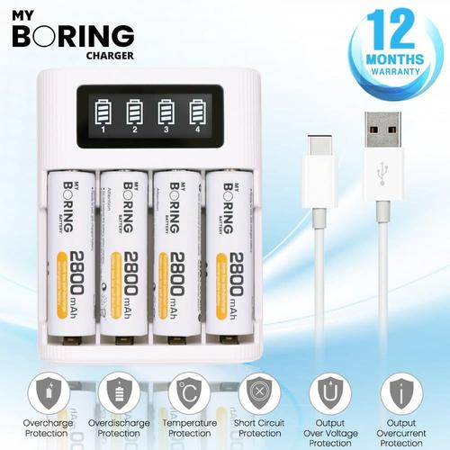Foto Produk BATERAI SET AA 4PCS BATTERY MY BORING WITH QUICK SMART CHARGER dari MACRO