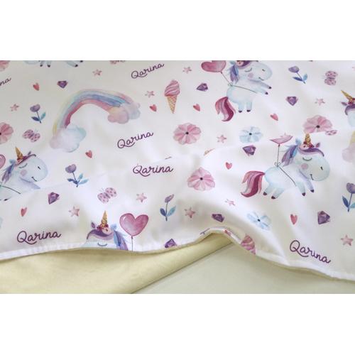 Foto Produk baby gift set selimut bayi custom nama dan wet bag motif unicorn dari yuumau