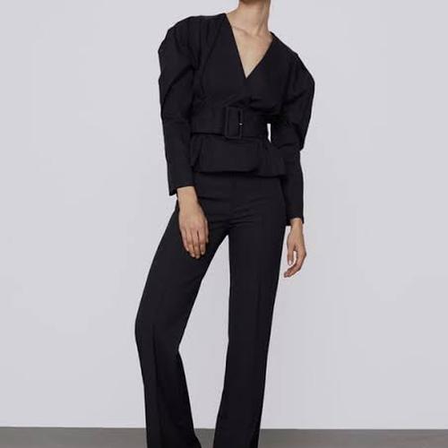 Jual Zara black top with belt size XS 