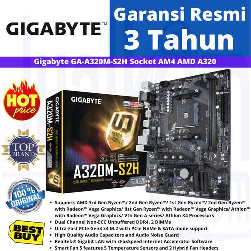 Foto Produk Motherboard Gigabyte AMD A320M S2H Socket AM4 Ryzen dari Karya Citra Computers
