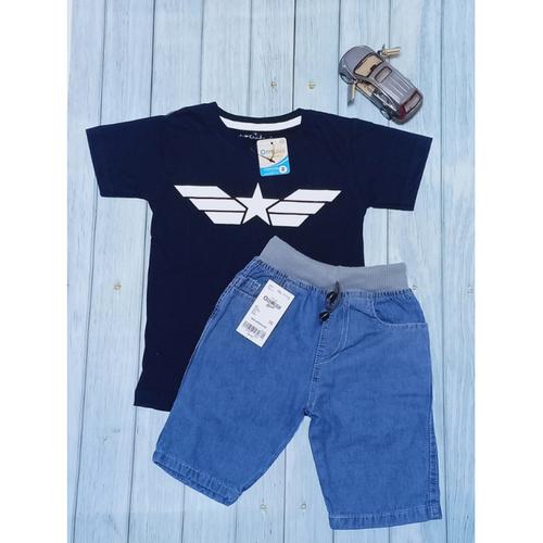 Foto Produk COD Baju Stelan Anak Laki Laki Kaos Karakter Distro Jeans Pendek Rib - Avenger Navy, 1-2 tahun dari BALTOSKIDS