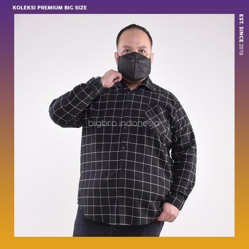 Foto Produk Kemeja Flanel Pria Jumbo Big Size Cowok Ukuran Besar XXL XXXL Hitam - 3XL dari BIG BRO Indonesia