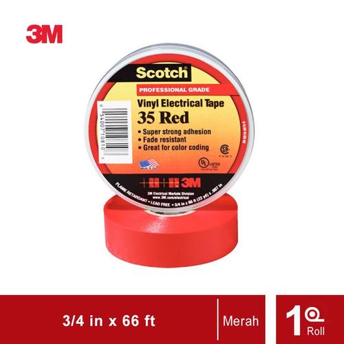Foto Produk Isolasi Listrik 3M Scotch 35 Vinyl Electrical - Merah - (19mm x 20m) dari 3M