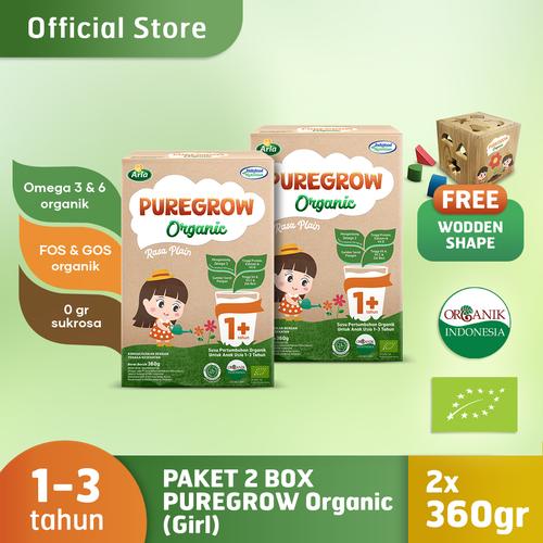 Foto Produk Paket 2 Box PUREGROW Organic 1-3 thn 360gr Girl Free Wooden Shape dari PUREGROW Organic House