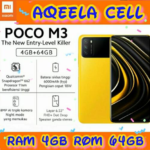 Foto Produk Xiaomi POCO M3 4/64 RAM 4GB ROM 64GB NEW GARANSI RESMI - MERAH (KOSONG) dari AqeelaCell