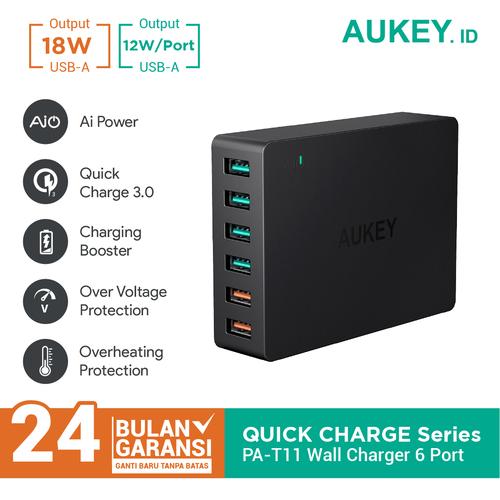 Foto Produk Aukey Charger 6 Ports 60W QC 3.0 & AiQ - 500078 dari AUKEY