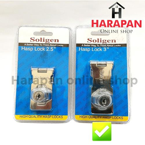 Foto Produk HASP LOCK 3 INCH SOLIGEN / GRENDEL OVERPAL GEMBOK / KUNCI PINTU 3" dari Harapan online shop