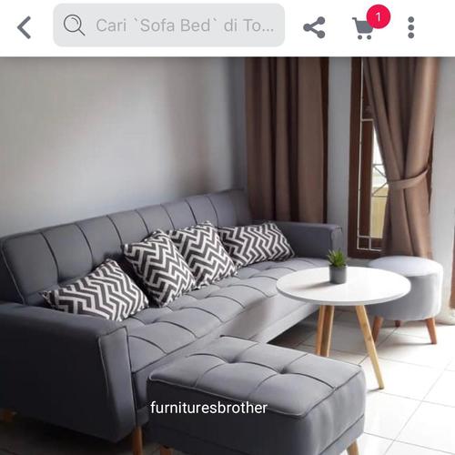 Foto Produk sofa bad fb 02 +puff+stool+mk - Abu-abu dari cellyfurnitu
