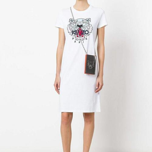 Jual kenzo tiger tshirt dress white 