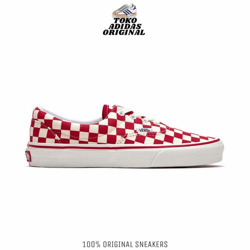 vans era checkerboard red