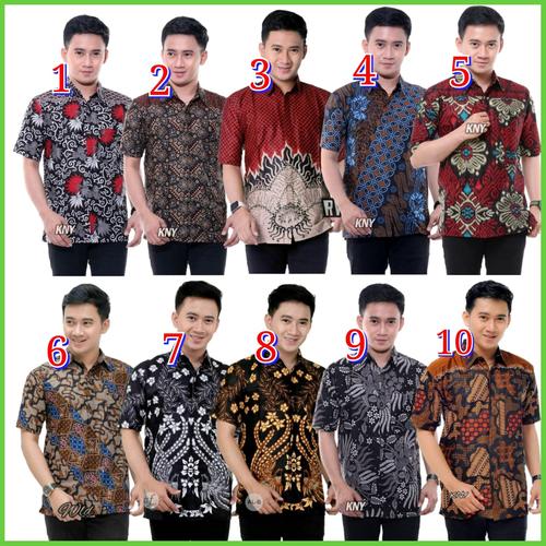 Foto Produk KEMEJA BATIK PRIA LENGAN PENDEK - BAJU BATIK PRIA PEKALONGAN TERMURAH - NO.1, M dari FASHION NARESWARI