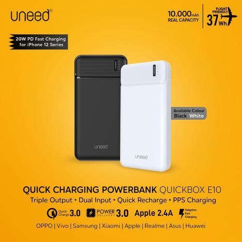 Foto Produk UNEED 10000mAh Powerbank 20W Fast Charging PPS PD QC 3.0 - UPB111 - Hitam dari Uneed Indonesia