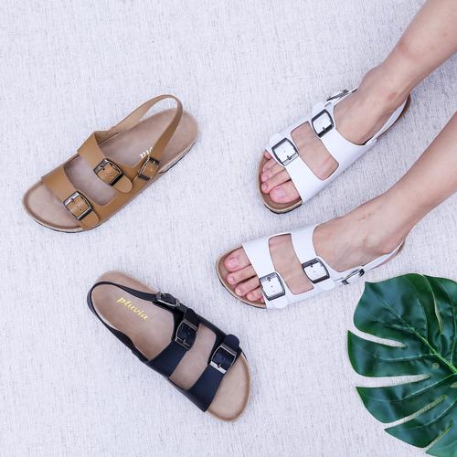 Foto Produk Pluvia - JENIA Sandal Flat Wanita Footbed - Hitam, 37 dari Pluvia Shoes