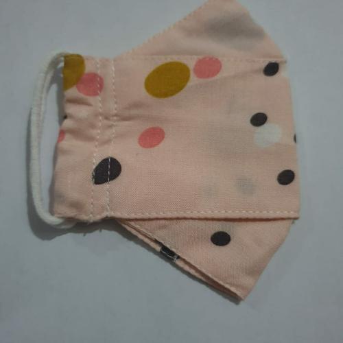 Foto Produk Masker anak katun jepang tali kuping - polkadot peach, 1-5 tahun dari shade_butik