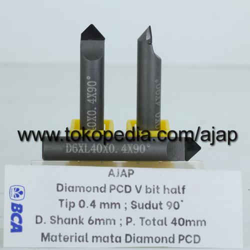 Jual PCD DIAMOND Vbit 6mm CNC router bit granite marmer batu nisan ...