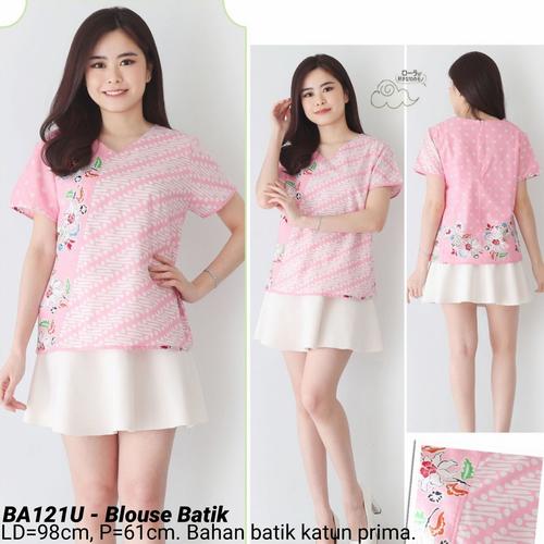 Foto Produk BLOUSE GABY BATIK WANITA MODERN ATASAN KERJA KANTOR WANITA MURAH - Merah Muda dari Ace Sakura Fashion