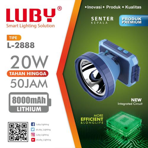 Foto Produk Headlamp Luby LED L2888 senter kepala 20 watt cas ulang dari Puncak Sejahtera