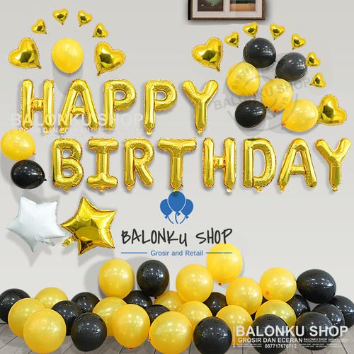 Foto Produk Paket Dekorasi Happy Birthday / Dekorasi Ulang Tahun / Paket Gold dari Balonku Shop