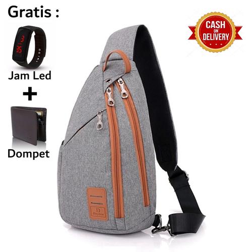 Foto Produk Tas Selempang Pria - Ryan Bag Abu Tas Pria Bonus Dompet - Abu-abu dari Rits.Collection