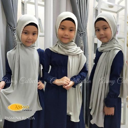 Foto Produk Jilbab Pashmina Instan Anak Pastan Renda - Biru, M dari Hijab_Amira