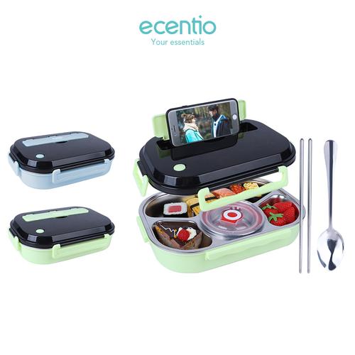 Foto Produk Ecentio Kotak makan4kompartemen dengan mangkuk sup dan peralatan makan - Biru dari ecentio Official Store