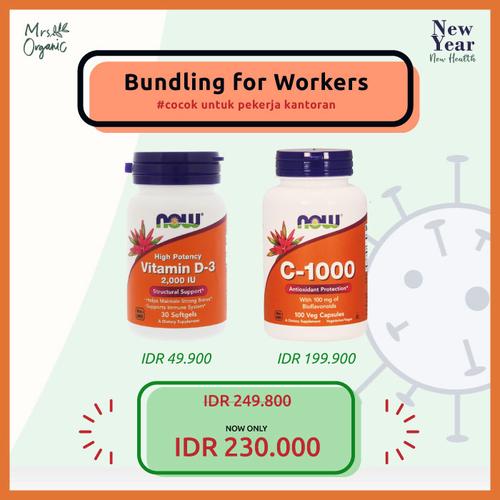 Foto Produk NYNH ( Now Vitamin d3 2000 Iu + Vitamin c 1000 mg) - for workers dari Mrs Organic