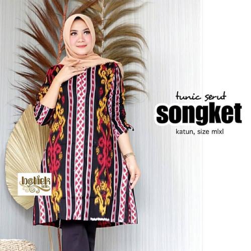 Foto Produk Baju tunik jumbo atasan wanita batik ld 120 motif songket bali dari TABASAMA