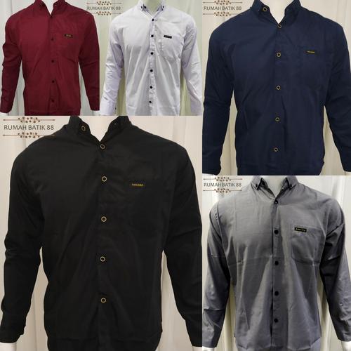Foto Produk Kemeja Polos Pria Lengan Panjang Kantor Kerja Formal Slimfit Slim Fit - No Lima MERAH, M dari RUMAH BATIK 88