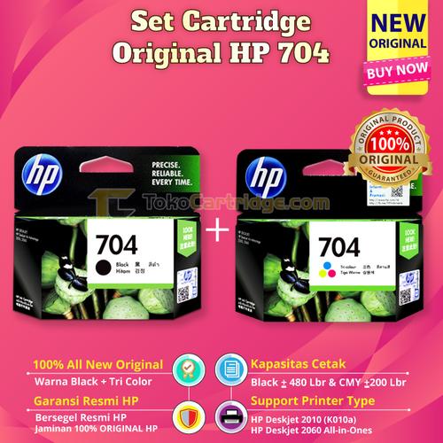 Jual SET Cartridge HP 704 Black CN692AA Color CN693AA Ink Printer 2010 ...
