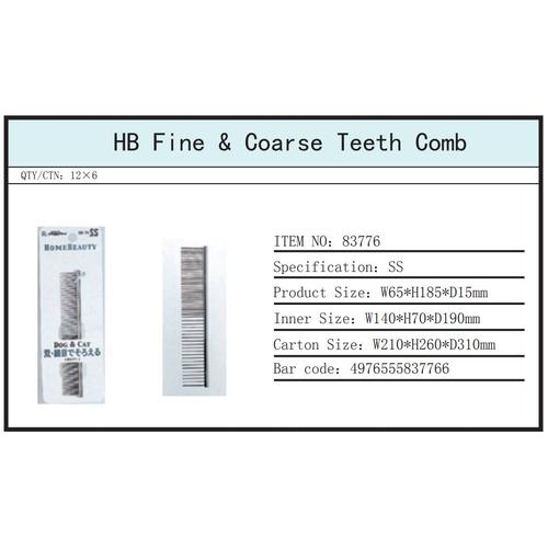 Foto Produk DoggyMan HB76 SS HB77 S HB78 L Fine and Coarse Teeth Comb Sisir Besi - SS dari Hime petshop