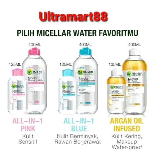 Foto Produk Garnier Micellar Water Pink Blue kuning Bipase Oil 400 ml 125 ml - Pink 125ml dari Ultramart88