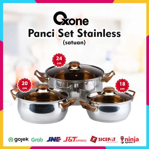Foto Produk Panci Stainless Steel + Tutup Kaca Satuan Oxone OX-933P - Ukuran 18 Cm dari Home Electro