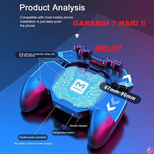 Foto Produk Original MEMO DL88 Gamepad Cooler 6 Fingerplay Pendingin HP Gamepad - Hitam dari NEL07