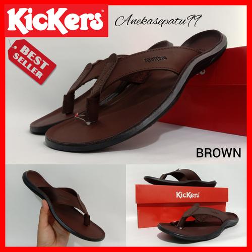 Foto Produk Sendal Kickers Pria - Sandal Jepit Kickers Kulit Asli - Cokelat, 39 dari aneka sepatu99