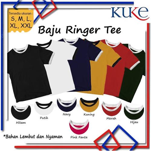 Foto Produk Ringer Tee / Kaos Polos / Baju Kaos Ringer Tee / Ringer T - Hitam, L dari KUKE