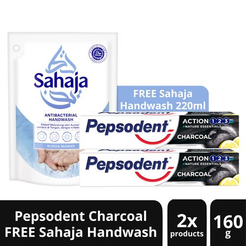 Foto Produk Pepsodent Action 123 Charcoal 160G isi 2 free Sahaja Handwash dari Unilever Official Store