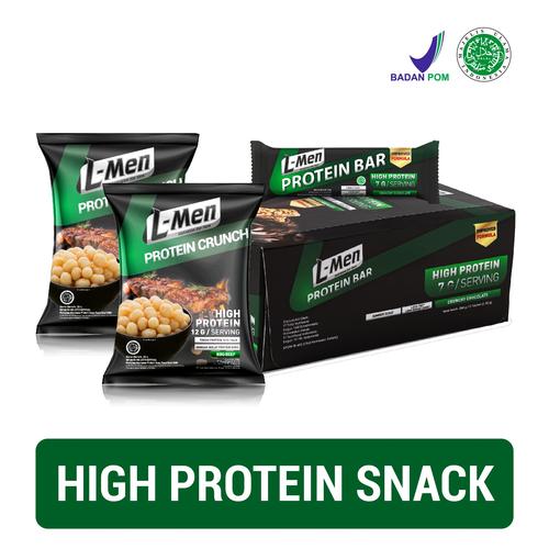 Foto Produk L-Men Protein Bar Chocolate 12 Sch + L-Men Protein Crunch BBQ x 2 dari NutriMart