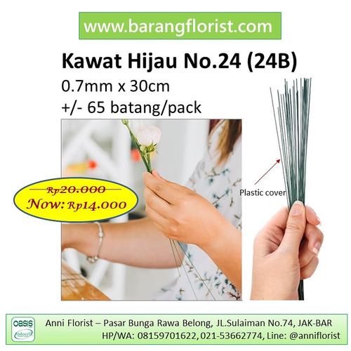 Gambar Kawat Hijau No.24 (24B), 65 pcs/pack, Kawat bunga, Barang Florist dari anni_florist Jakarta Barat Tokopedia