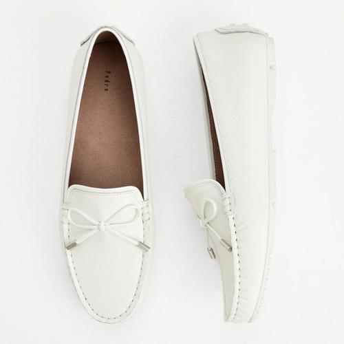 white driving moccasins