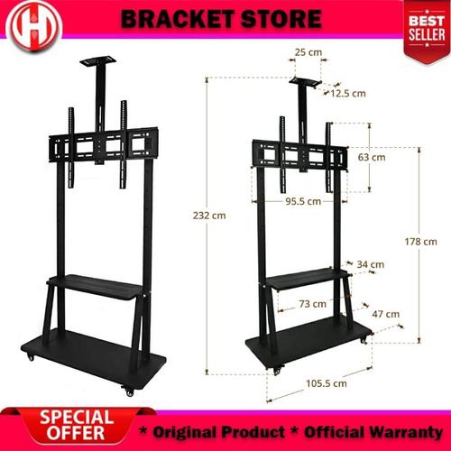 Jual Bracket Standing TV Roda Dorong YD 1800 YD1800 40 inch sampai 90 ...