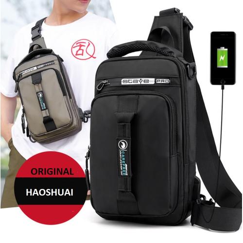 Foto Produk TS155 Tas Selempang Casual Multifungsi Original Haoshuai Waterproff - black dari EnnWen Online Store