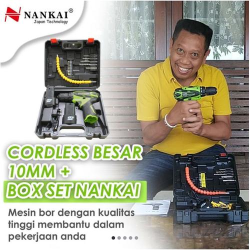 Foto Produk NANKAI 2 BATERAI Cordless Drill bor baterai 12 V ryu charger kenmaster dari TOKO BESI TIMUR JAYA