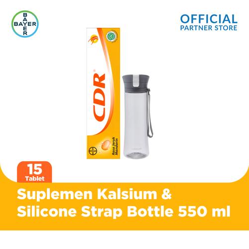 Foto Produk CDR Rasa Jeruk 15 Tab & LOCK&LOCK Silicone Strap Bottle 550 ml dari Bayer Health Partner