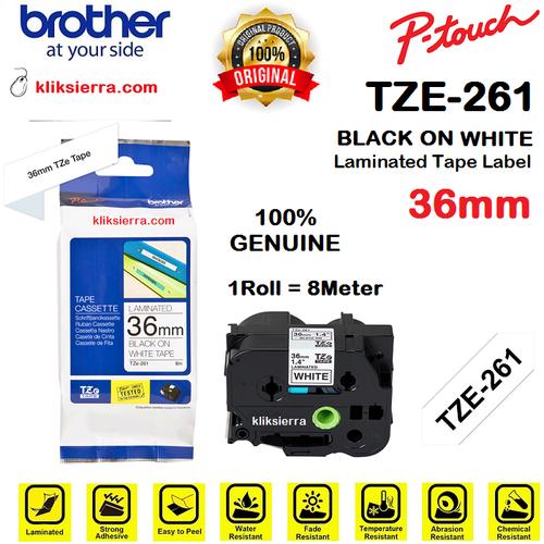 Foto Produk BROTHER TZe-261 36mm PTouch Tape Label Barcode TZe261 Black on White dari kliksierra