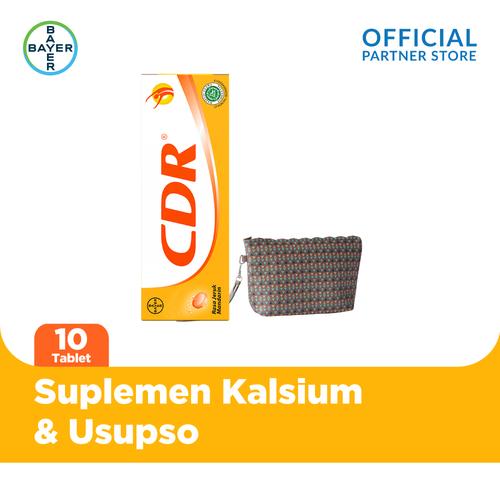 Foto Produk CDR Suplemen Kalsium Rasa Jeruk 10 Tablet & Usupso Cosmetic Bag dari Bayer Health Partner