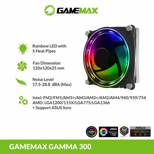 Promo GAMEMAX GAMMA 300 Rainbow ARGB CPU AIR Cooler Jakarta Pusat